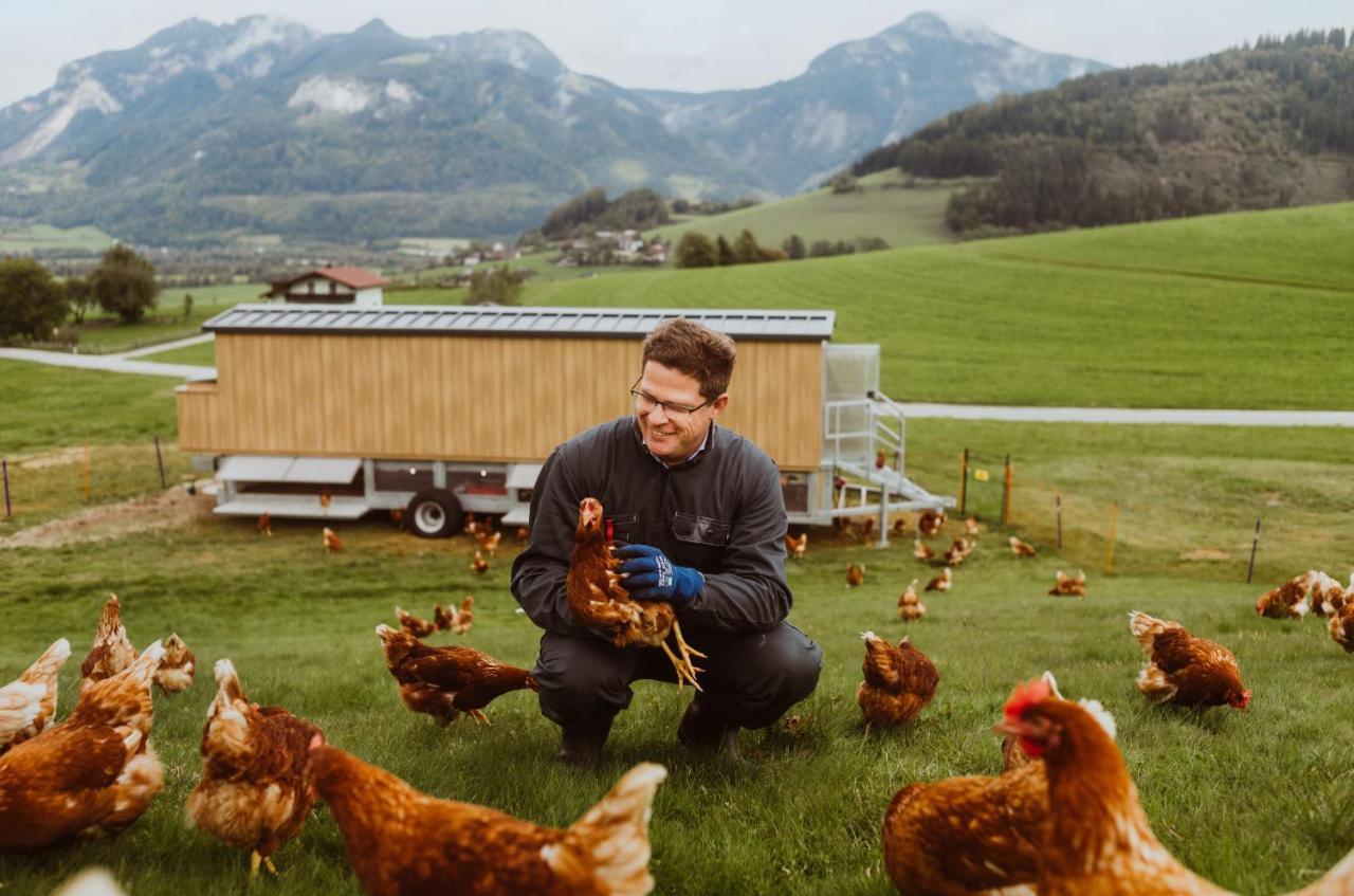 Imlauer Hotel Schloss Pichlarn Aigen im Ennstal Exterior photo A farmer with his chickens